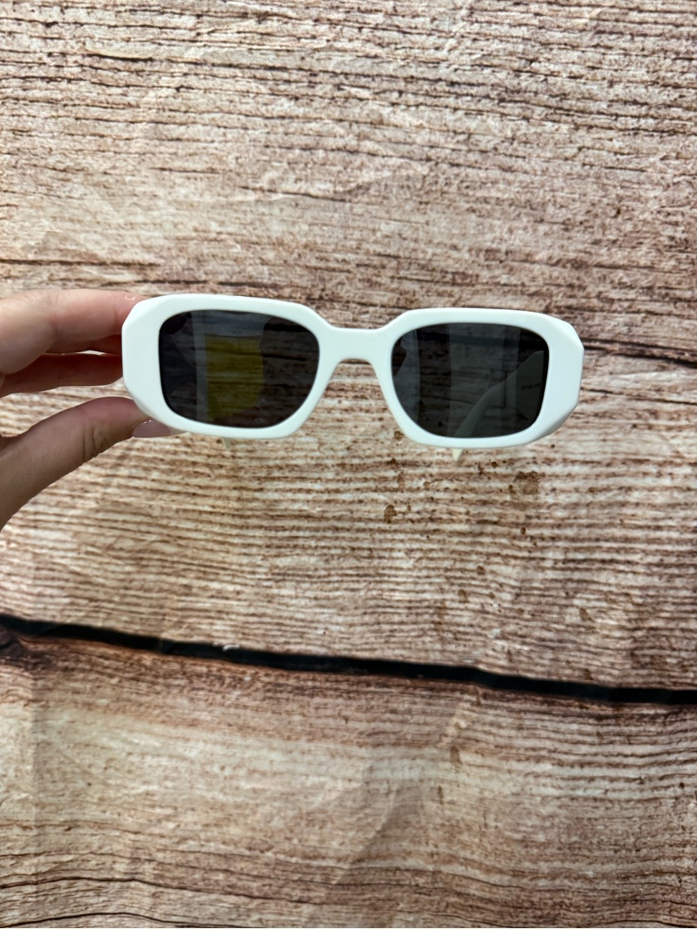 Prada - White Rectangle Sunglasses